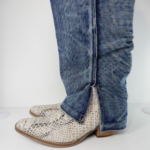 DINGO Shabby Western Tall Boots Size 10 Denim Blue Lizard Leather NEW - Picture 7 of 16